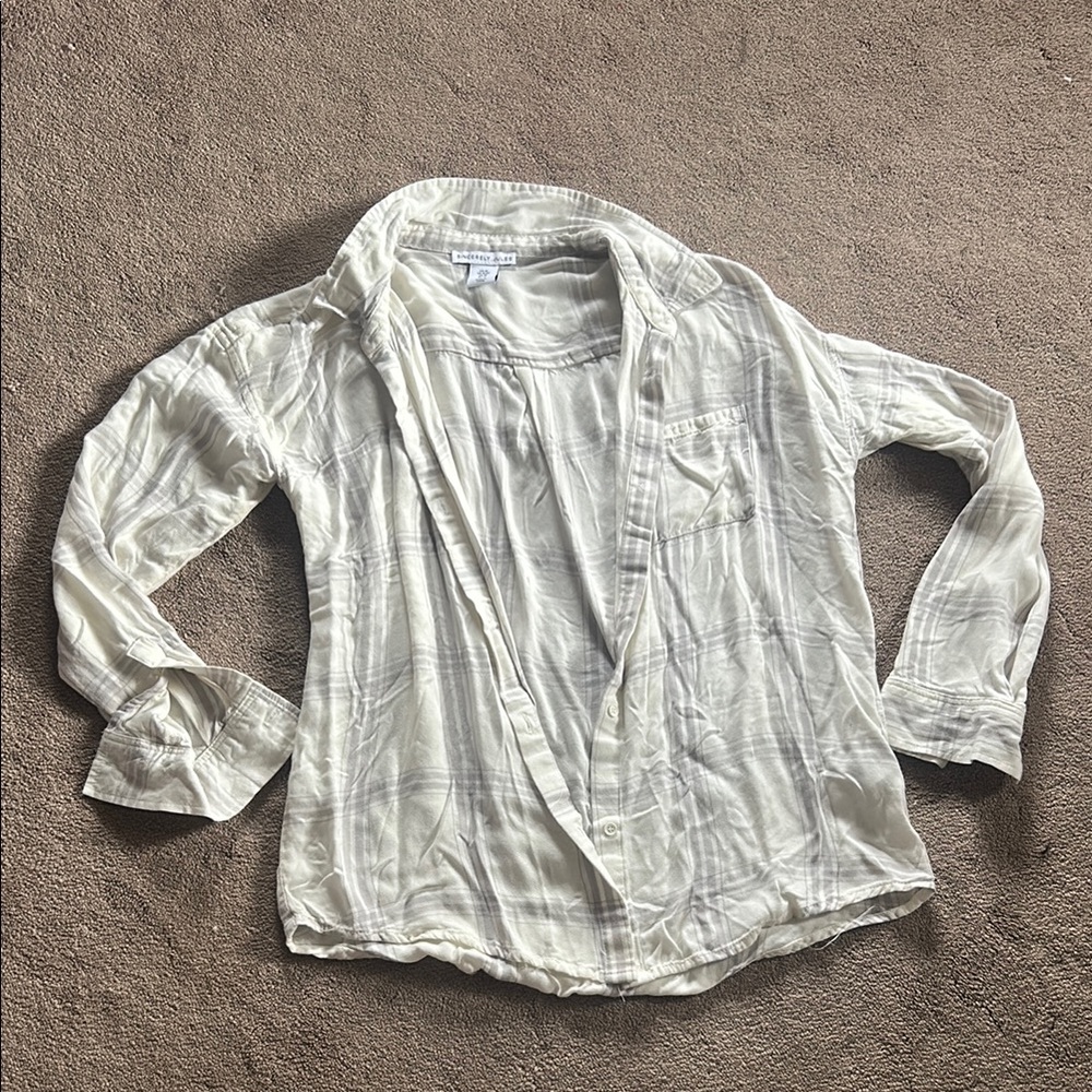 White and Grey Button-Up Shirt